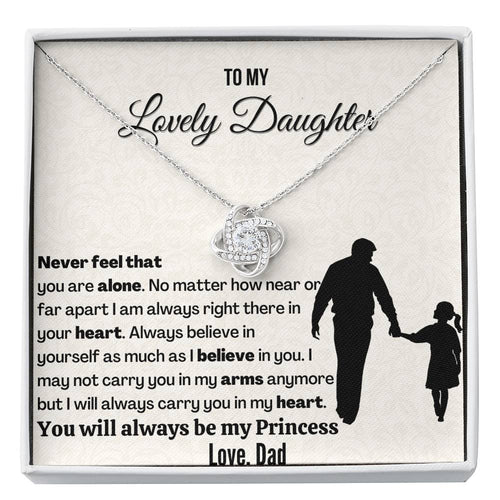 Gift For Daughter | 14k Gold Plated Love Knot Necklace | Never feel that you are alone