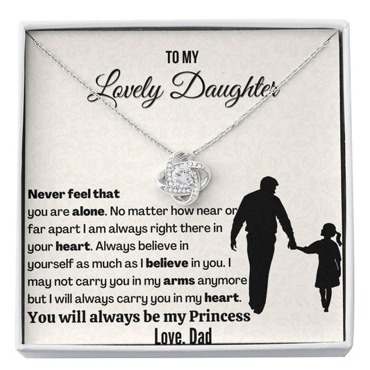 Gift For Daughter | 14k Gold Plated Love Knot Necklace | Never feel that you are alone