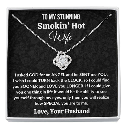 Gift for Wife | 14K gold plated Love Knot Necklace | I asked God for an Angel