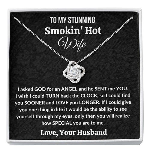 Gift for Wife | 14K gold plated Love Knot Necklace | I asked God for an Angel