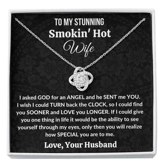 Gift for Wife | 14K gold plated Love Knot Necklace | I asked God for an Angel