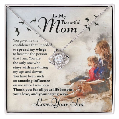 To My Mom - Spread My Wings Love Knot Necklace