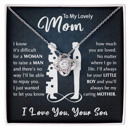 To My Mom - Your Little Boy Love Knot Necklace