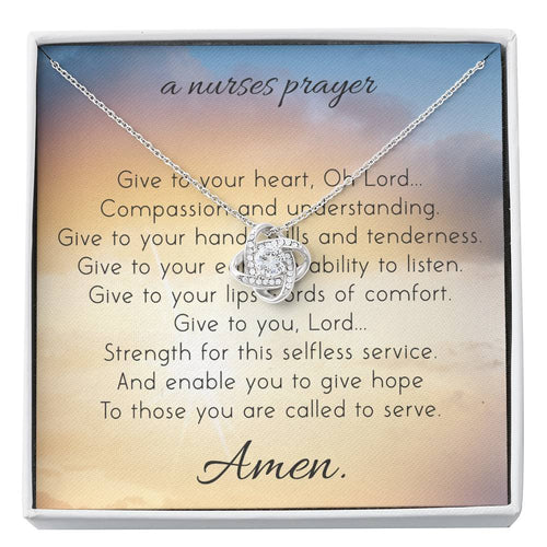 A NURSES PRAYER - CARD Love Knot Neclace
