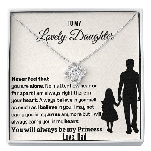 Gift For Daughter | You will always be my Princess | 14K Gold Plated Love Knot Necklace