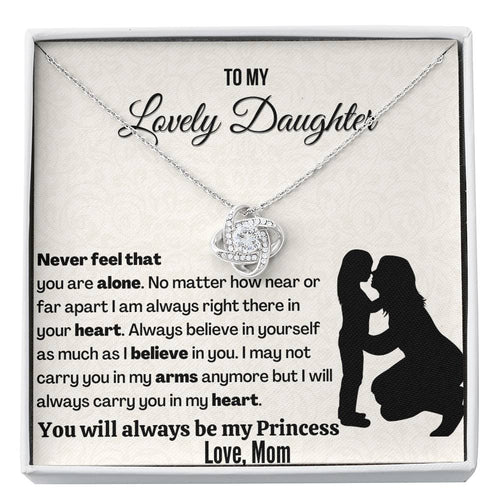 You will always be my princess | 14k White Gold plated Love Knot Necklace