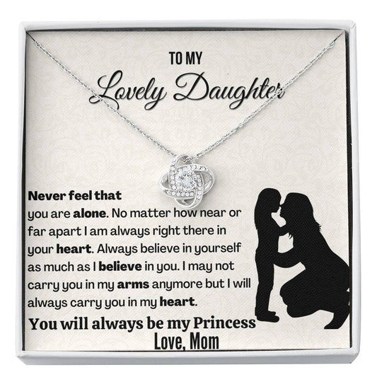 You will always be my princess | 14k White Gold plated Love Knot Necklace