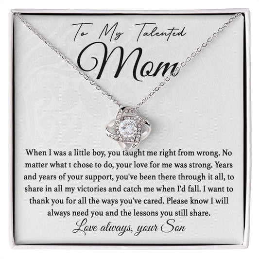 To My Talented Mom Love Knot Necklace