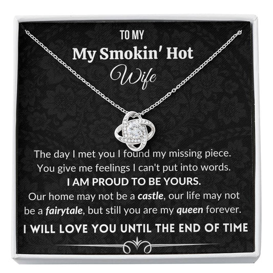 Gift for wife 14k White Gold Plated Love Knot Necklace