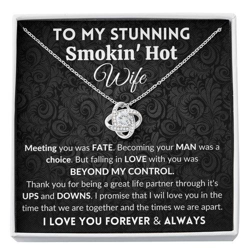 Gift for Wife | 14k White Gold Plated Love Knot Necklace | Beyond My Control