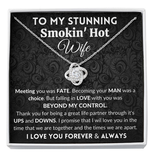 Gift for Wife | 14k White Gold Plated Love Knot Necklace | Beyond My Control