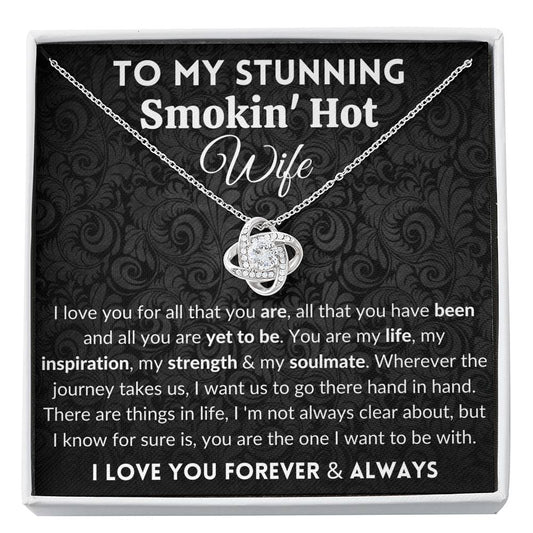 Gift for Wife | 14k White Gold Plated Love Knot Necklace | Wherever journey takes us