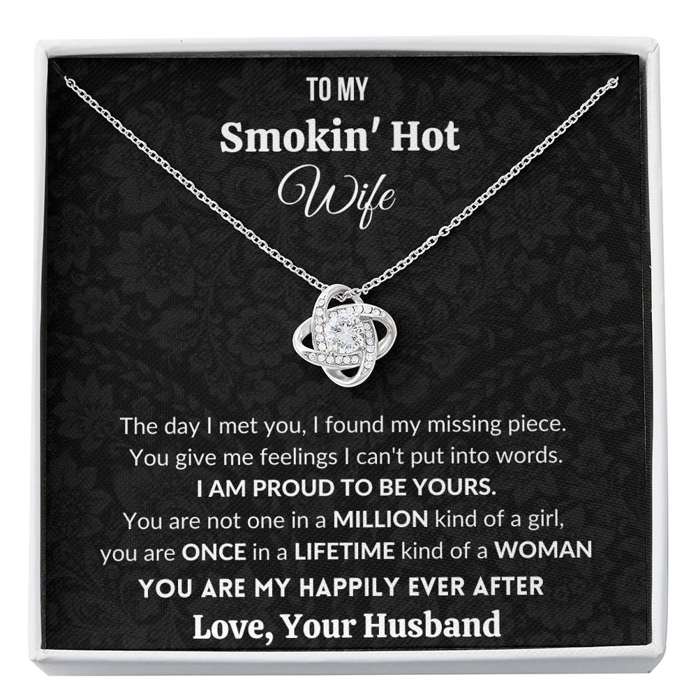Gift for wife | 14k white gold plated Love Knot Necklace Happily ever after