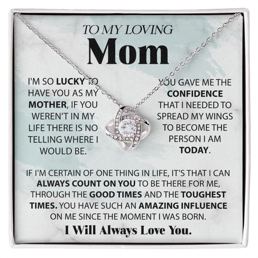 Loving Mom - Lucky To Have You Love Knot Neclace