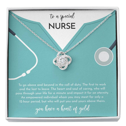 A SPECIAL NURSE - CARD Love Knot Neclace