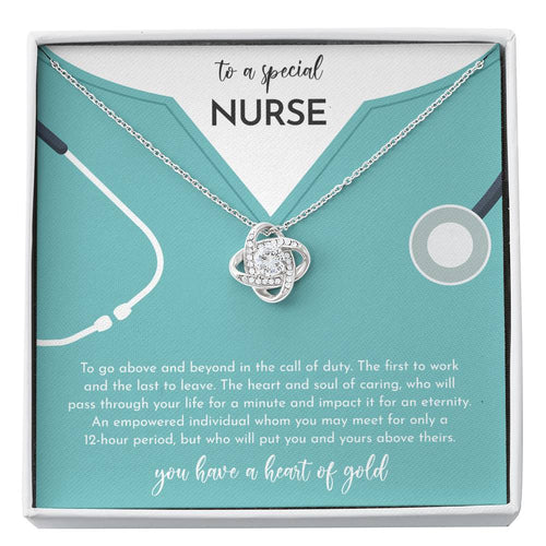 A SPECIAL NURSE - CARD Love Knot Neclace