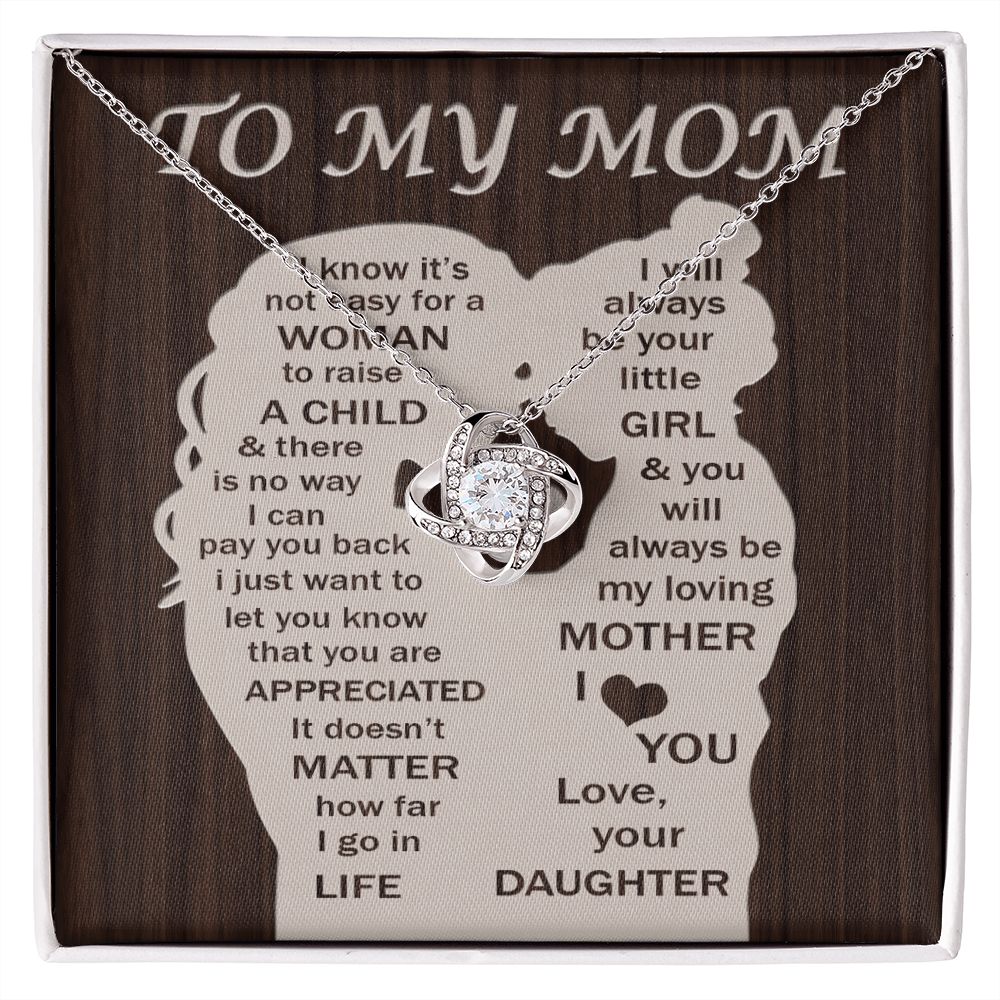 To My Mom - Your Little Girl Love Knot Necklace