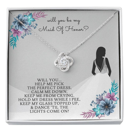 MAID OF HONOR - CARD Love Knot Neclace