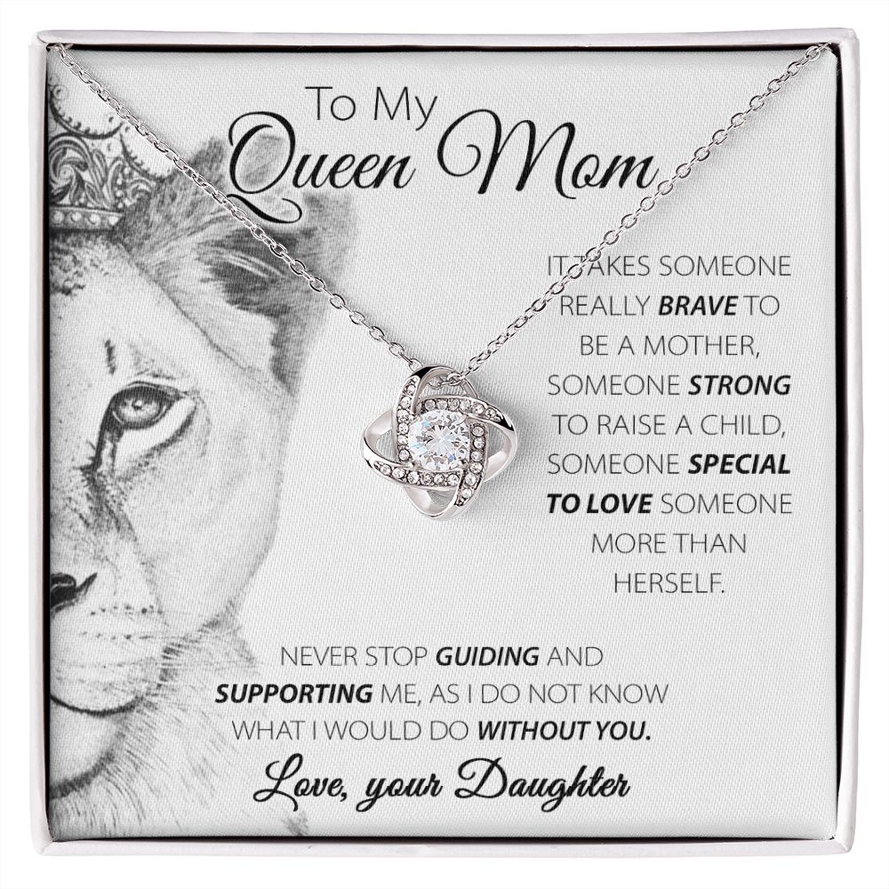 To My Queen Mom Love Knot Neclkace