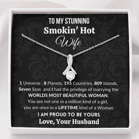 Gift for Wife | Worlds most Beautiful Woman | 14k white gold plated Alluring beauty necklace