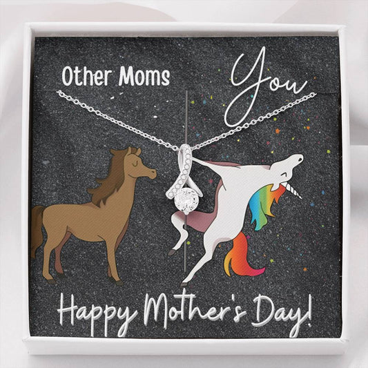 Mothers Day Gift Horse vs Unicorn Mom Alluring Beauty Necklace With Card