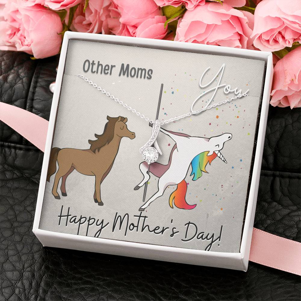 Gift For Mom for Mother's Day Alluring Beauty Necklace with Unicorn Mom Card