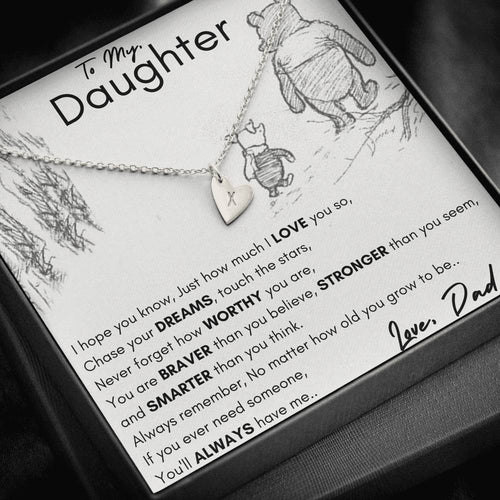 Gift For Daughter From Dad Sterling Silver Engravable Necklace With Heartwarming Message Card.