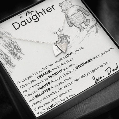 Gift For Daughter From Dad Sterling Silver Engravable Necklace With Heartwarming Message Card.