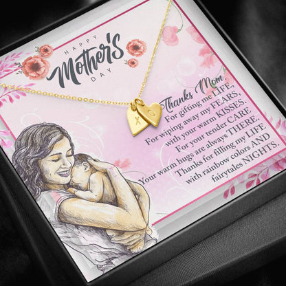 Gift For Mom For Mother's Day. Sterling Silver Engravable Necklace with Message Card