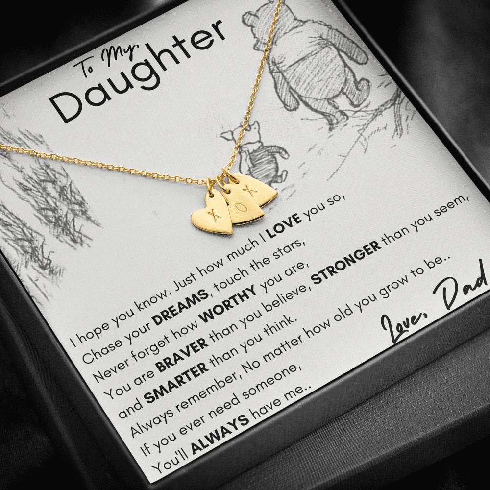 Gift For Daughter From Dad Sterling Silver Engravable Necklace With Heartwarming Message Card.