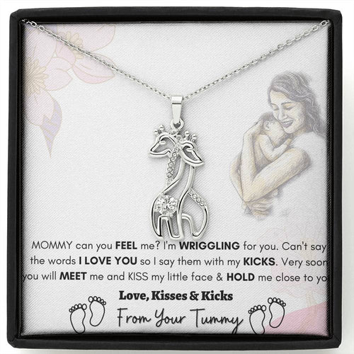 Gift For Expecting Mom. Giraffe Necklace With Message Card