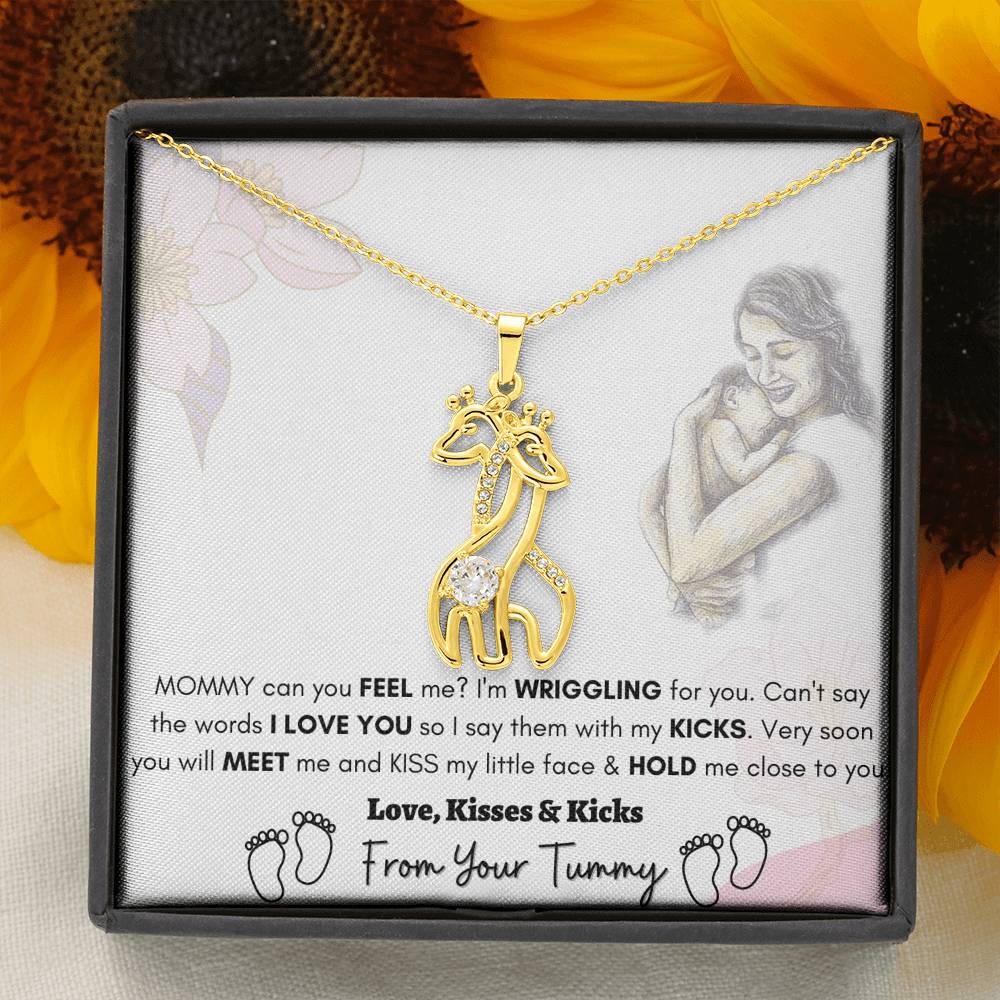 Gift For Expecting Mom. Giraffe Necklace With Message Card
