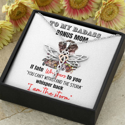 To My badass bonus mom Gift, Bonus Mom Necklace, Dragonfly Necklace, Badass Stepmom Gift