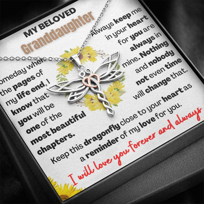 Gift for Granddaughter - Dragonfly Keepsake - Always keep me in your heart