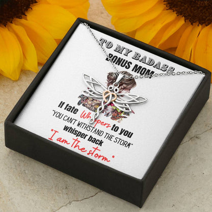 To My badass bonus mom Gift, Bonus Mom Necklace, Dragonfly Necklace, Badass Stepmom Gift