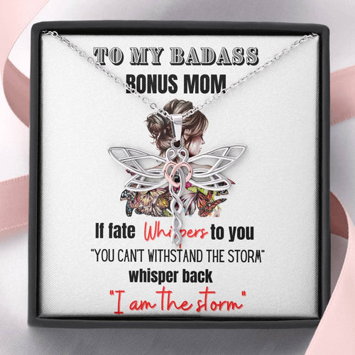 To My badass bonus mom Gift, Bonus Mom Necklace, Dragonfly Necklace, Badass Stepmom Gift