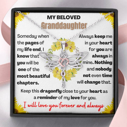 Gift for Granddaughter - Dragonfly Keepsake - Always keep me in your heart