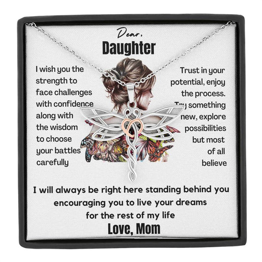 Gift for Daughter Empowering Dragonfly Necklace because it will always remind her how strong she is