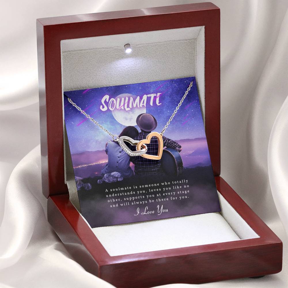 Soulmate is someone who totally understand you gift. Interlocking Heart Necklace Gift For Wife / Girlfriend