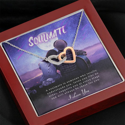 Soulmate is someone who totally understand you gift. Interlocking Heart Necklace Gift For Wife / Girlfriend