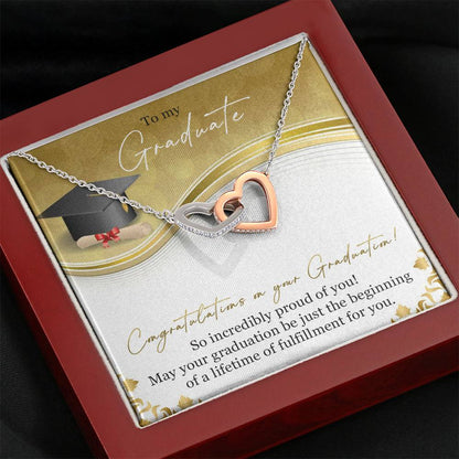 To My Graduate - Graduation Gift - Interlocking Hearts Necklace