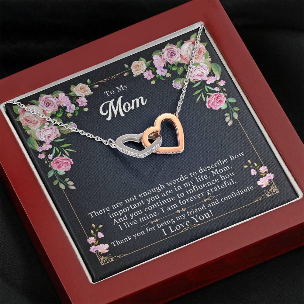 Gift For Mom For Mother's Day / Birthday / Christmas Interlocking Hearts Necklace With Message Card Thank You For Being My Friend