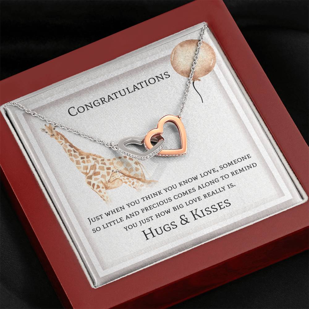 HUGS & KISSES - CARD Double hearts necklace