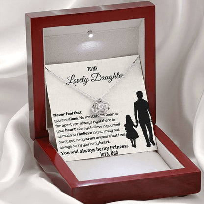 Gift For Daughter | You will always be my Princess | 14K Gold Plated Love Knot Necklace