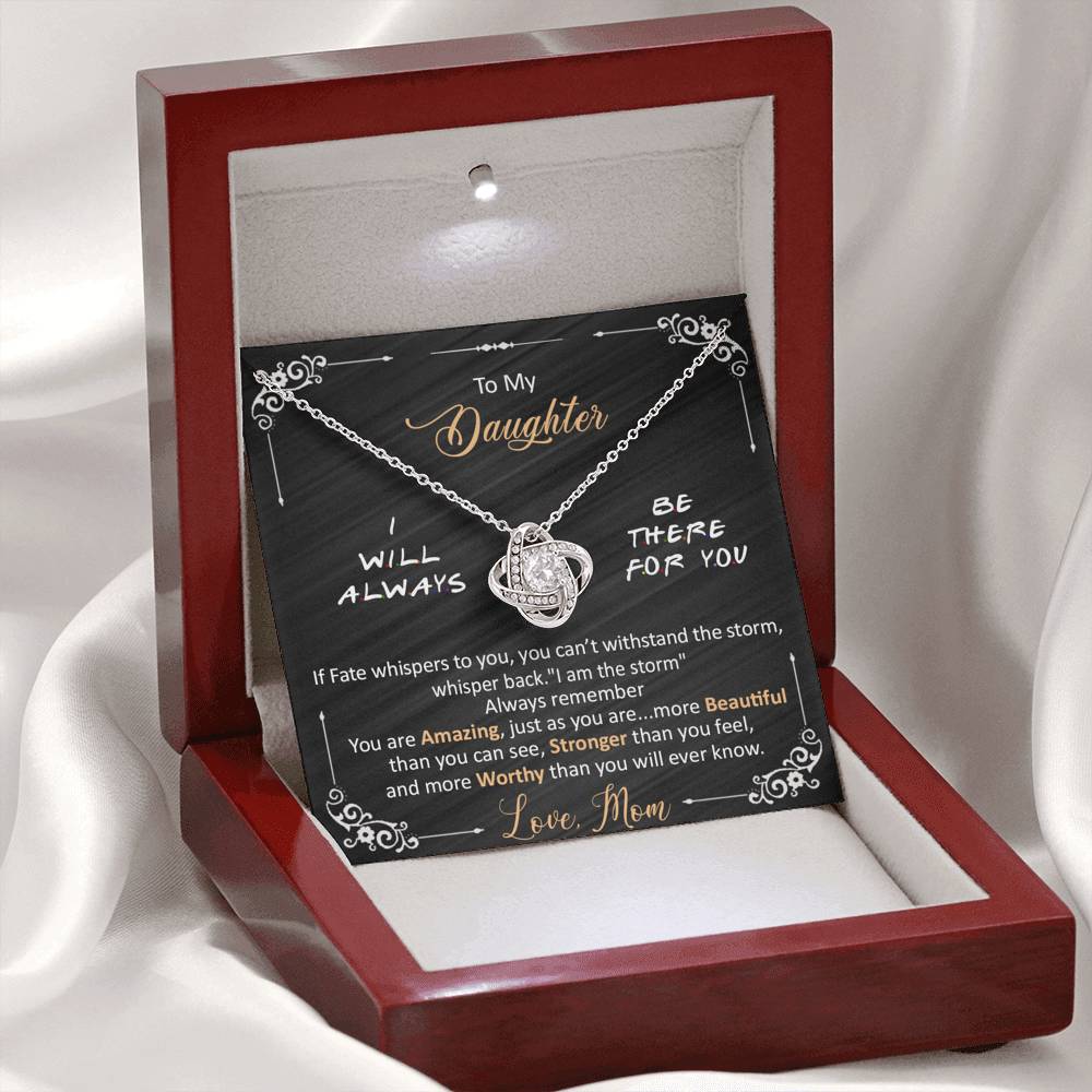 Mom to Daughter - I will always be there for you - Love knot necklace