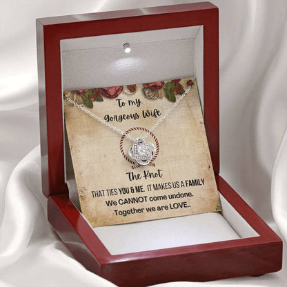 Gift for Wife 14K White Gold Plated Love Knot Necklace