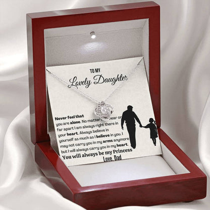 Gift For Daughter | 14k Gold Plated Love Knot Necklace | Never feel that you are alone