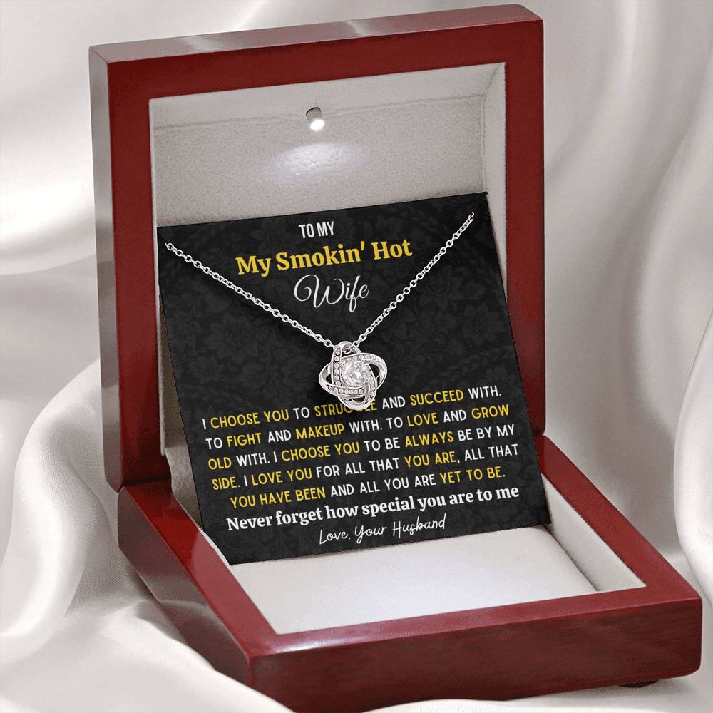 Gift for Wife | I Choose You - Love Knot Necklace With Message Card