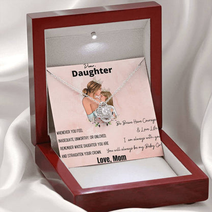 Dear Daughter You Will always Be My Baby Girl Loveknot Necklace. Gift For Daughter From Mom