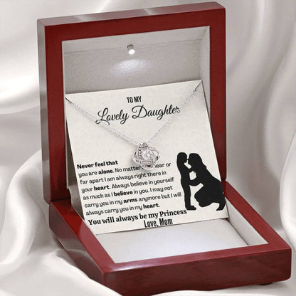 You will always be my princess | 14k White Gold plated Love Knot Necklace